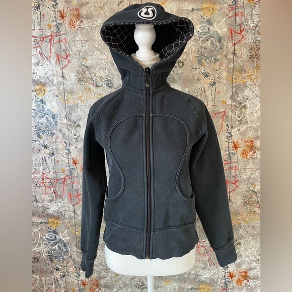 lululemon athletica Tops - LULULEMON Grey & Checked Grey Reversible Scuba Hoodie
